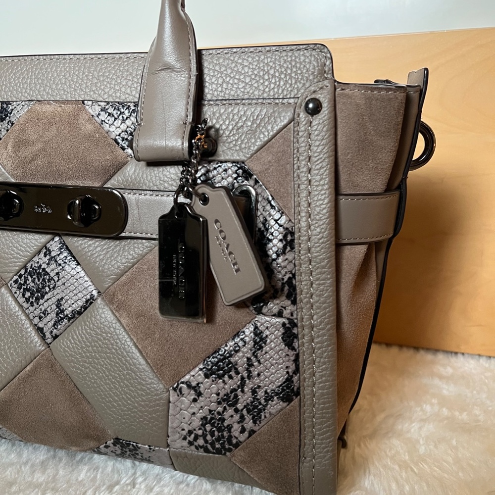 Coach Swagger Patchwork Exotic Embossed Leather S… - image 5